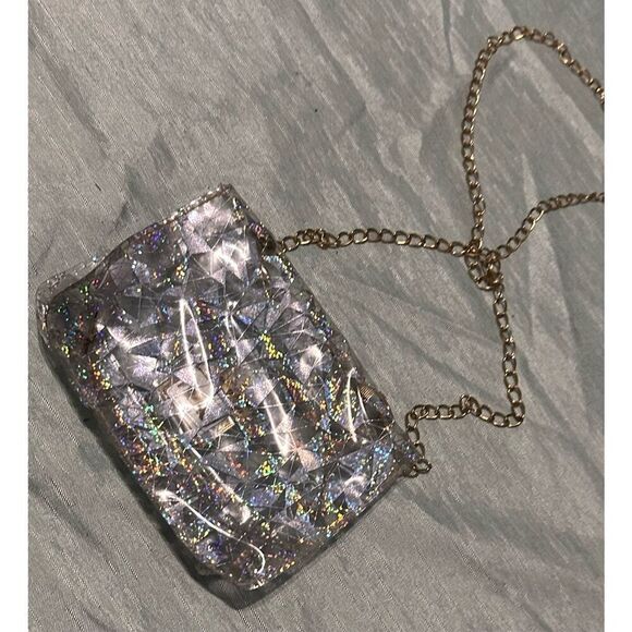 Nice Glitter Geometric Graphic Twist Lock Chain Bag - Women Crossbody good condi - Picture 7 of 7